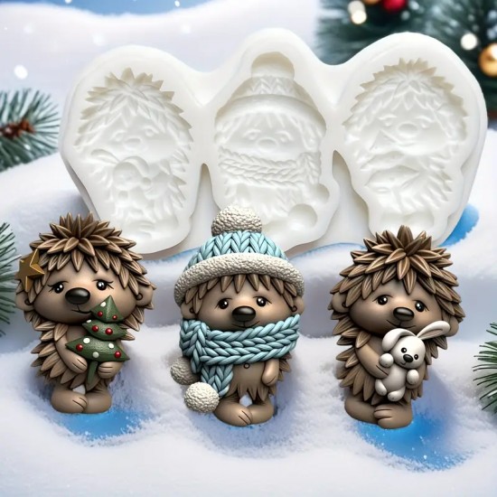 YY5977 Noel Temalı Sevimli Kirpiler Silikon Kalıp